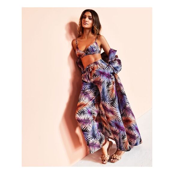 ROYALTY Pants - ROYALTY Womens Black Pocketed Drawstring Wide Leg Printed High Waist Pants XXXL